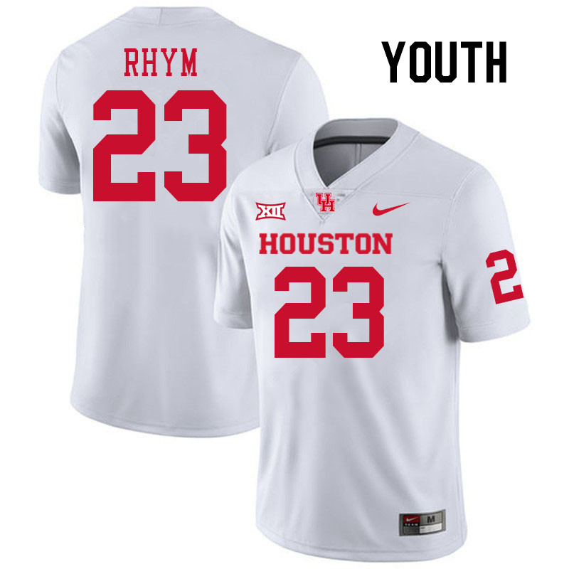 Youth #23 JD Rhym Houston Cougars College Football Jerseys Stitched-White